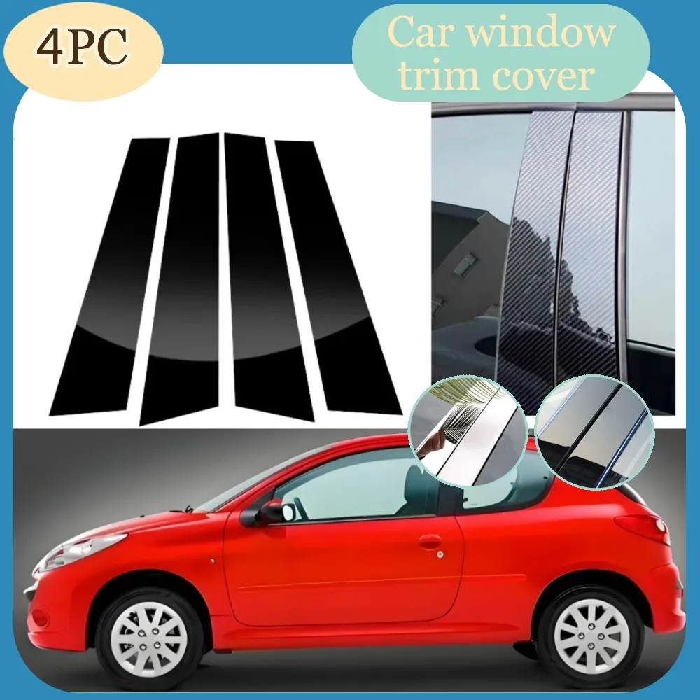 

4pcs Glossy Black Pillar Post Carbon Fiber Fit For Peugeot 206 2004 2005 2006 2009 2010 Window Door Deal B CCover Sticker