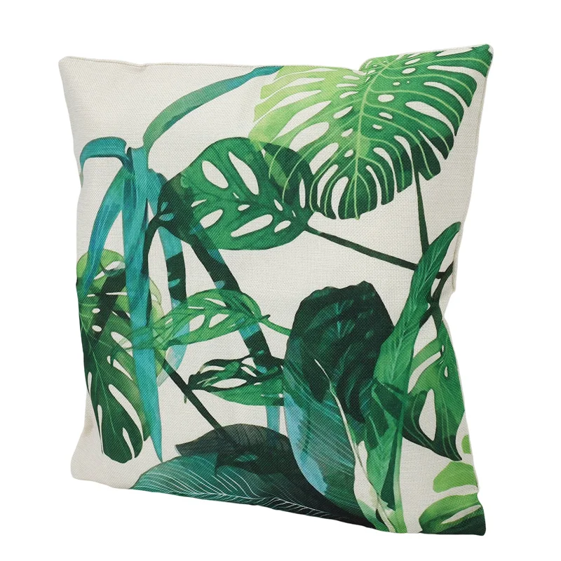 AB09-Set di 4 cuscini da esterno per mobili da giardino Cuscini da giardino Fodere per cuscini in lino verde Fodera per cuscini per divano 18X18 pollici