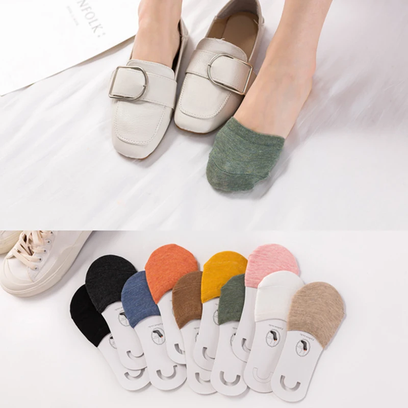 Cotton Half Palm Socks Ladies Invisible Summer Thin High Heel Front Foot Socks Women Non Slip Shoes Liners Comfortable Hosiery