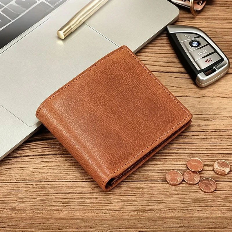 新しいヴィンテージ本物のトップレイヤー牛革ショートウォレットマルチカードスロット小銭入れドキュメント収納バッグ機能的な小さなバッグ