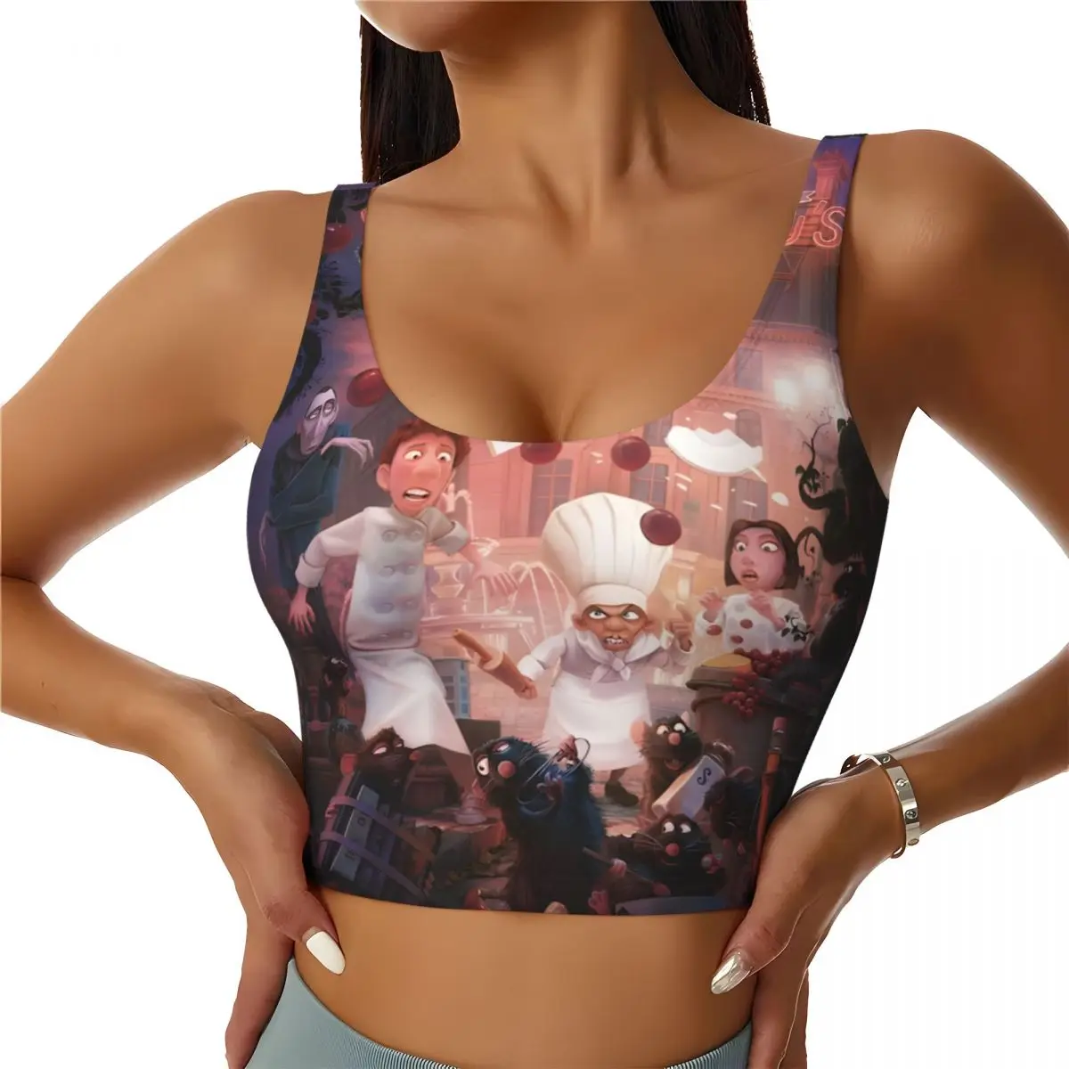 

Custom Women's Ratatouille Remy Sports Bra Animes High Impact Gym Workout Running Crop Tank Tops