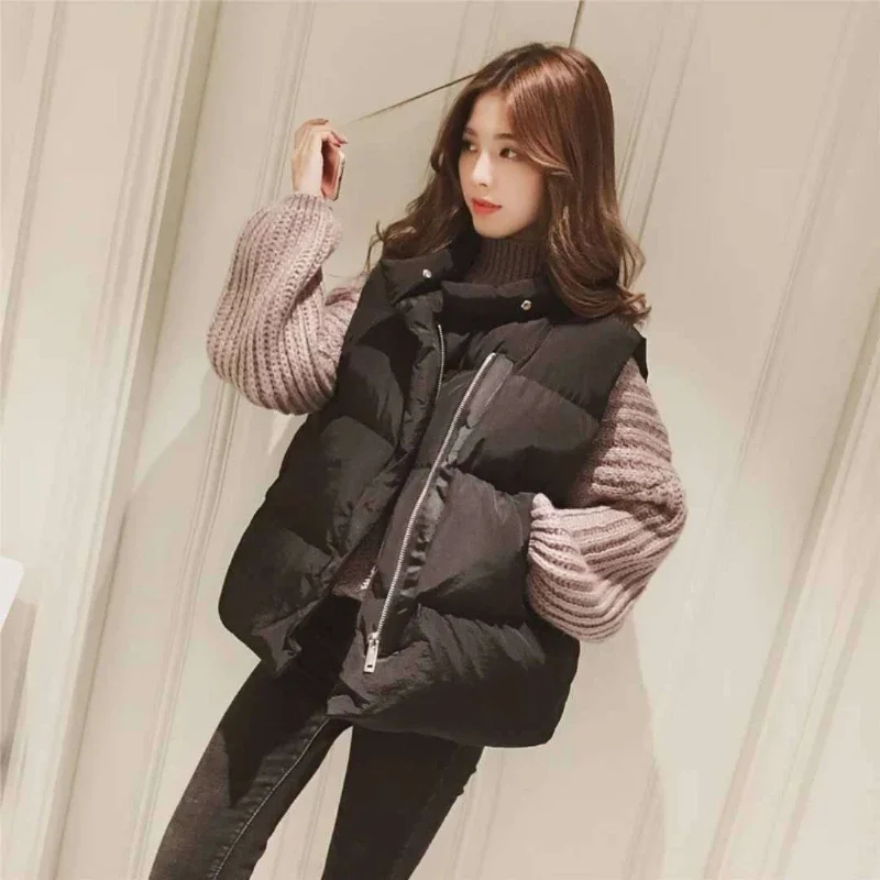 Women Winter Warm Cotton Padded Puffer Vests Sleeveless Parkas Jacket