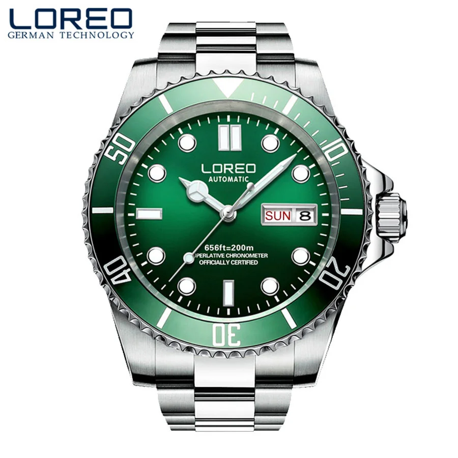 

2023 LOREO Men Automatic Mechanical Watches Seagull Sapphire Stainless Steel Waterproof 20ATM Watch Relogio Masculino