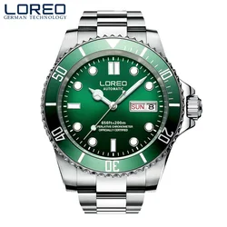 2023 LOREO Men Automatic Mechanical Watches Seagull Sapphire Stainless Steel Waterproof 20ATM Watch Relogio Masculino