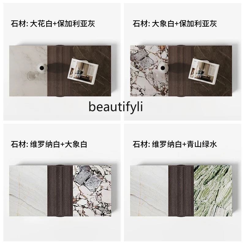 Tavolino da caffè in marmo naturale minimalista italiano mobile TV, wabi-sabi vento soggiorno casa piccolo appartamento