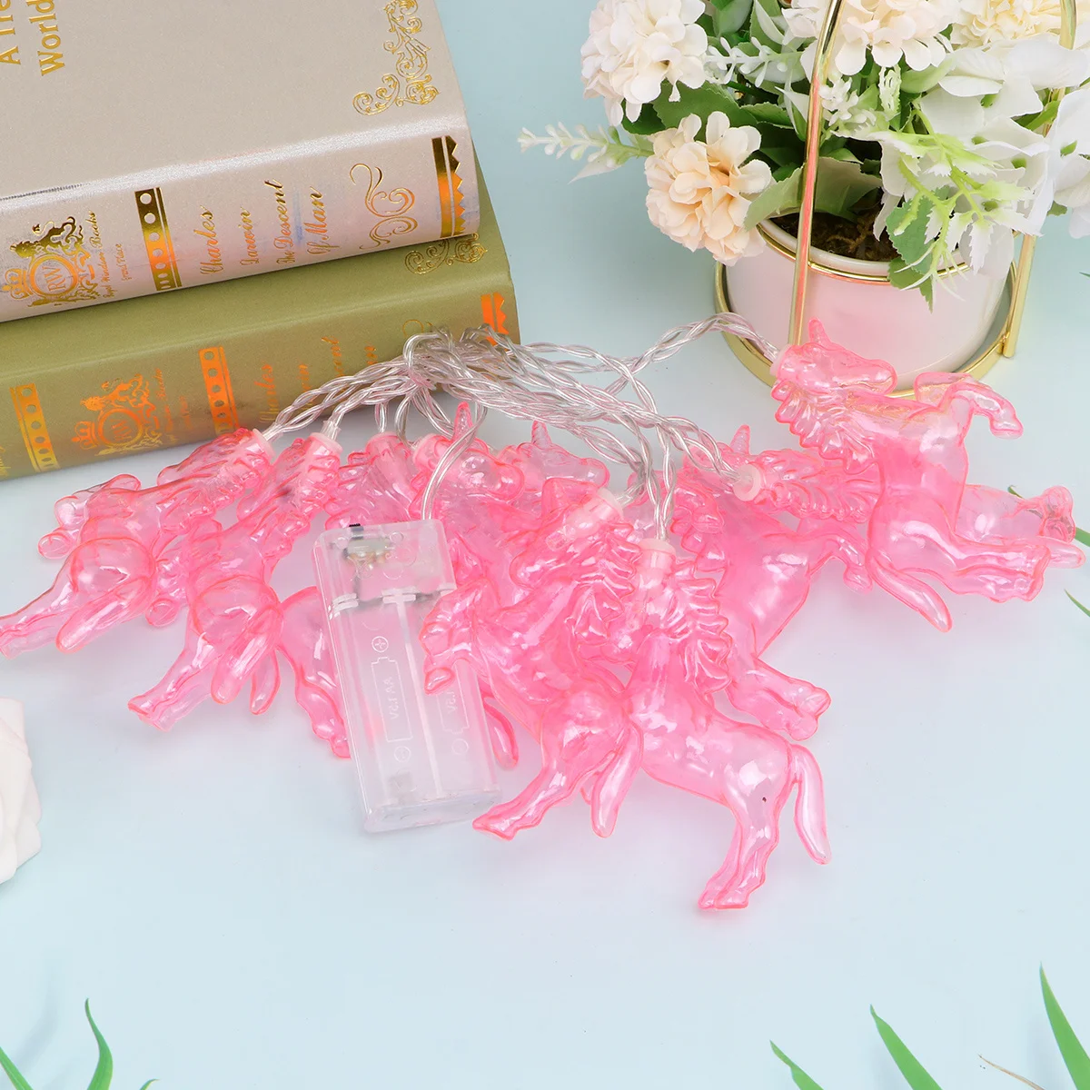 

1pc 1.5M Pink Unicorn String Lights Led Operated Night Lamp Decorative Light For Home Party Wedding Holiday Garden