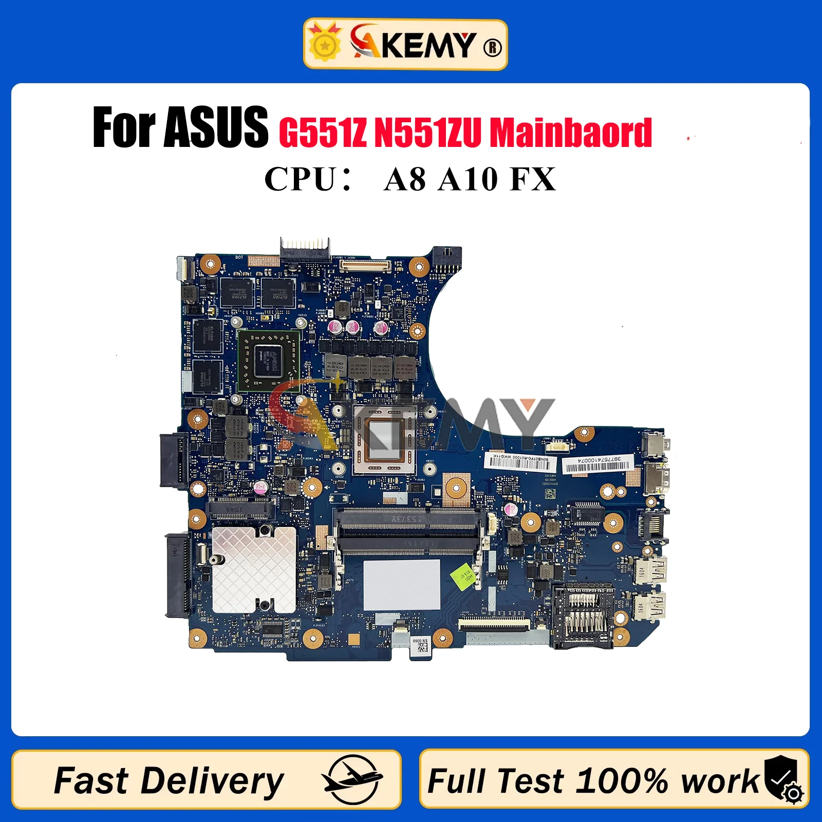

N551ZU Laptop Motherboard For ASUS ROG N551Z G551Z N551ZU Notebook Mainboard With A8 A10 FX CPU 100% tests OK fast shipping stk
