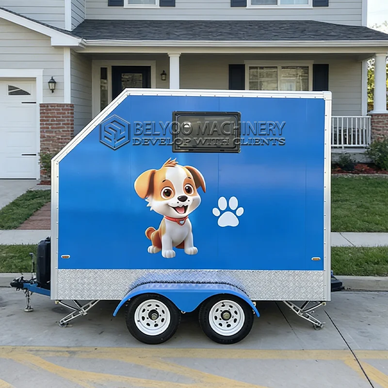 Belyoo Professional Mobile Pet Salon Trailer Pet Grooming Trailer Multi Function with Dog Wash Station Pet Care Service Center