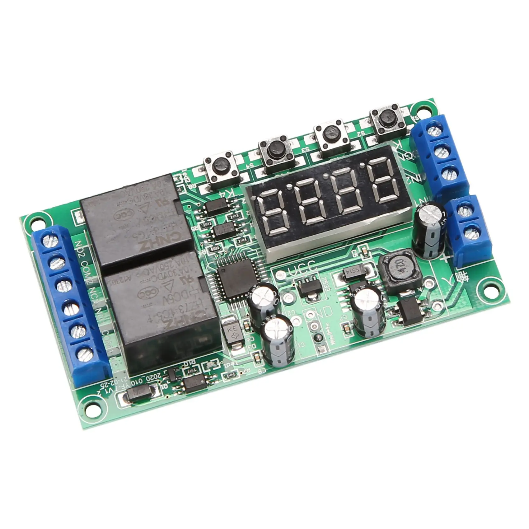 YF-7 Dual Channel Delay Relay Module Multifunctional Pulse Trigger Cycle Timer DC 7-30V Delay Time 0.01S-999M 5A