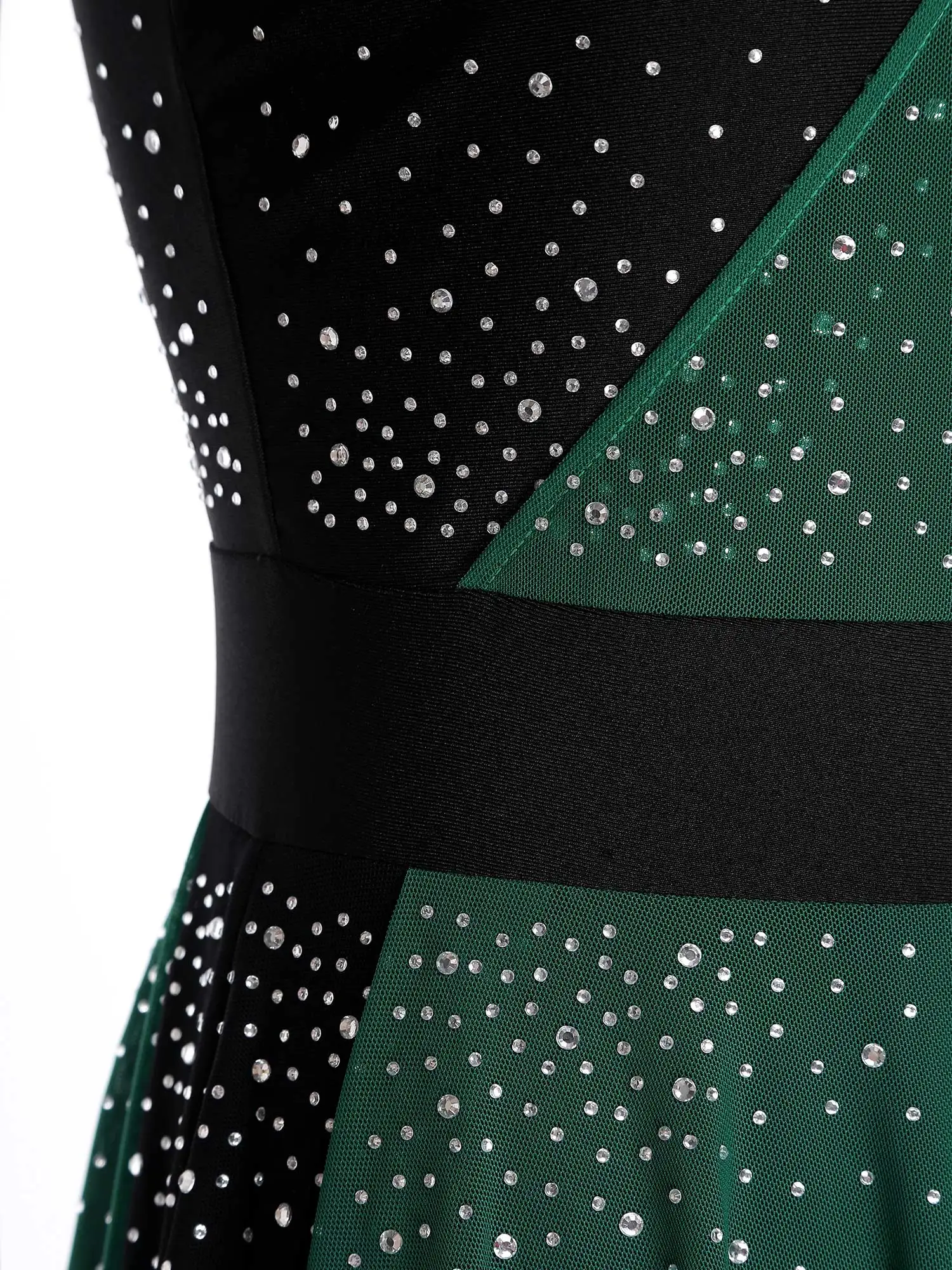 

Women Figure Skating Rhythmic Gymnastic Dress One Flare Sleeve Mesh Patchwork Leotard Dress for Lyrical Contemporary Dancewear