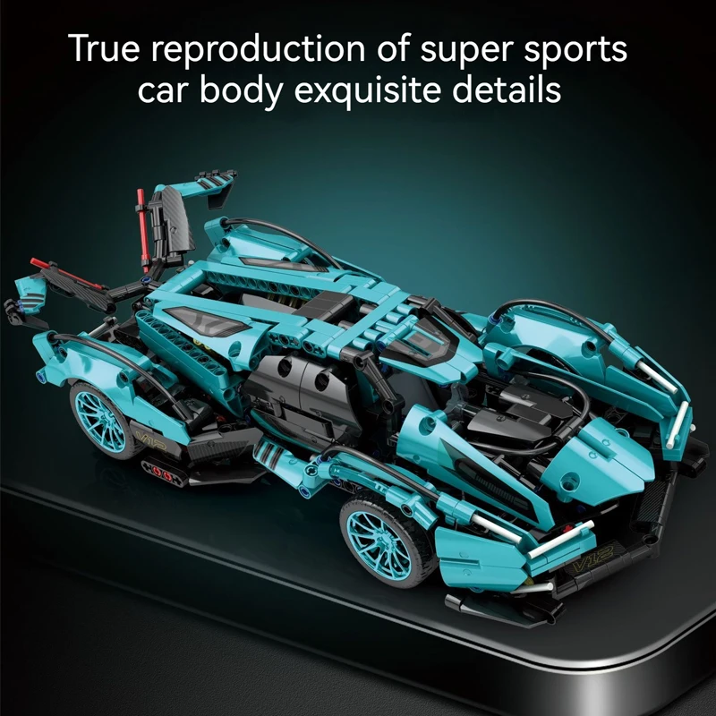 Rc Building Blocks Car Racing Technical V12 Lambo Super Speed Technik Sports Model Bricks Assembly Toys Boy Adult Kid Child Gift