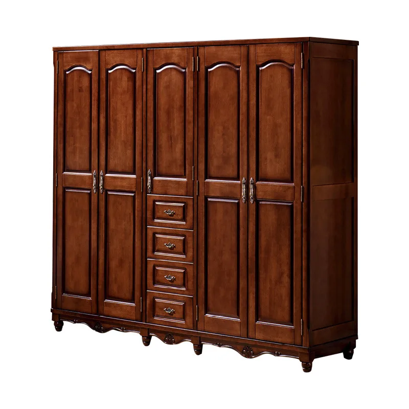 

American light luxury retro all solid wood wardrobe bedroom large wardrobe modern simple small apartment home
