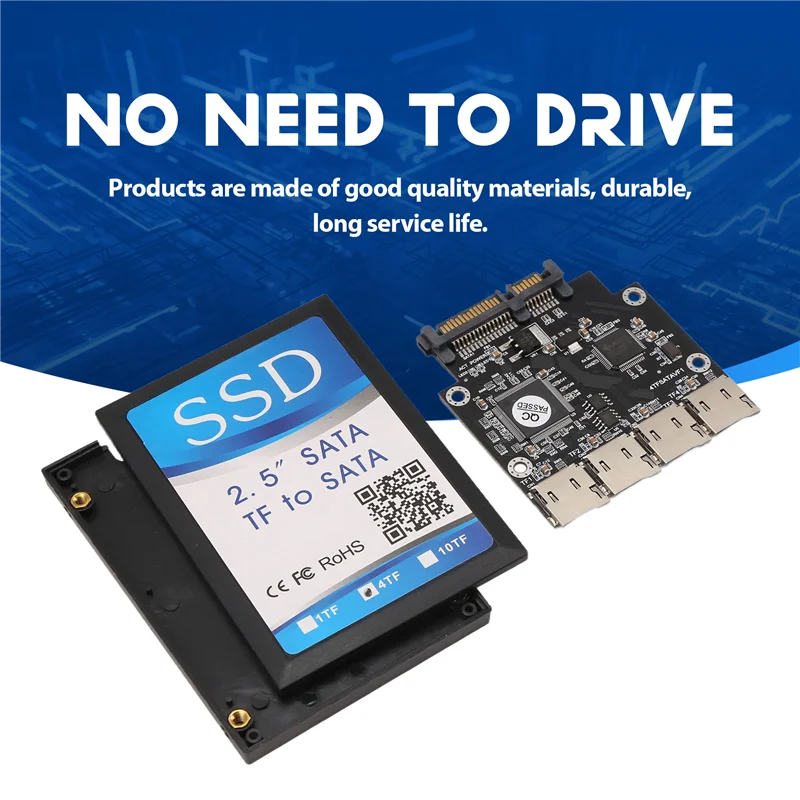 

A08E-2.5 Inch 4 TF To SATA Adapter Card, Self-Made SSD Solid State Drive, For Micro-SD To SATA Group RAID Card