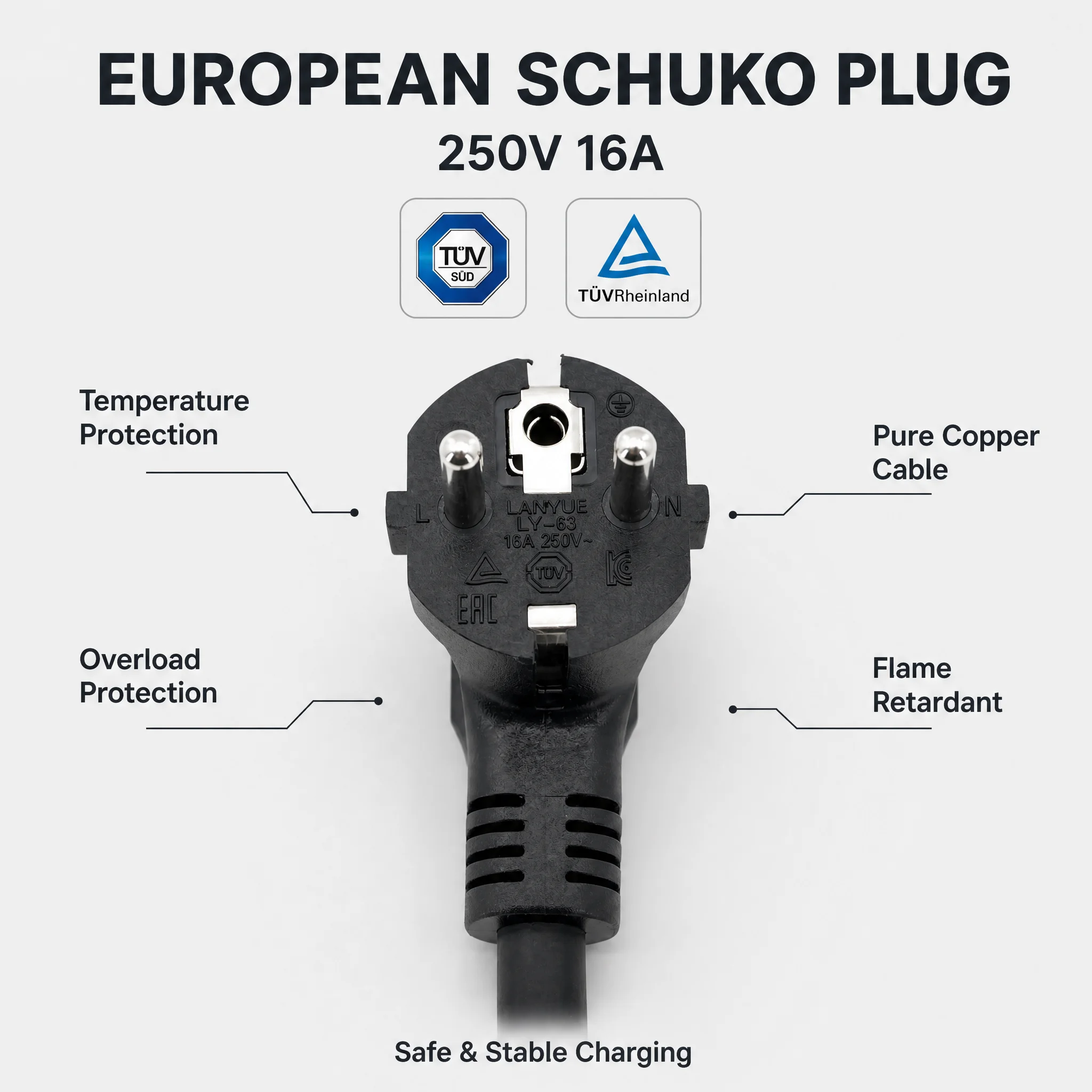 Model 3 Nema Adapters For EU 16A Schuko Adapter Gen 2 Universal Mobile Connector 16A Adapter Tail