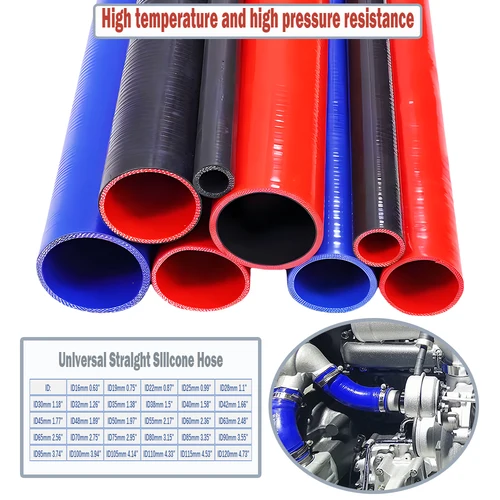 Tubo Intercooler de silicona recto reforzado de alta temperatura, rojo, azul, negro, manguera de refrigerante/tubo de entrada de aire/manguera de agua ID16-120mm