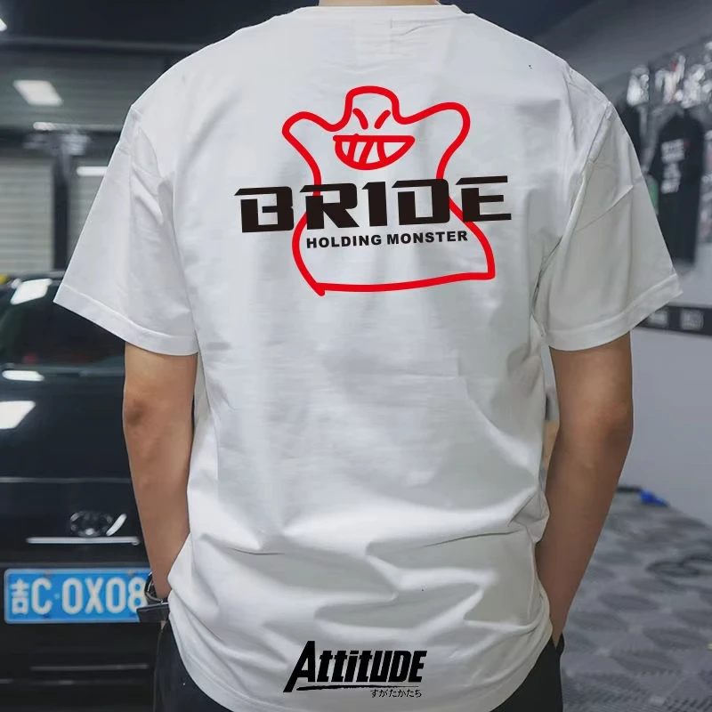 Summer Japan JDM Modified Car BRIDE Sport Seat Racing Bucket Chair Men and Women's Short Sleeve T-shirt Culture Shirt Summer
