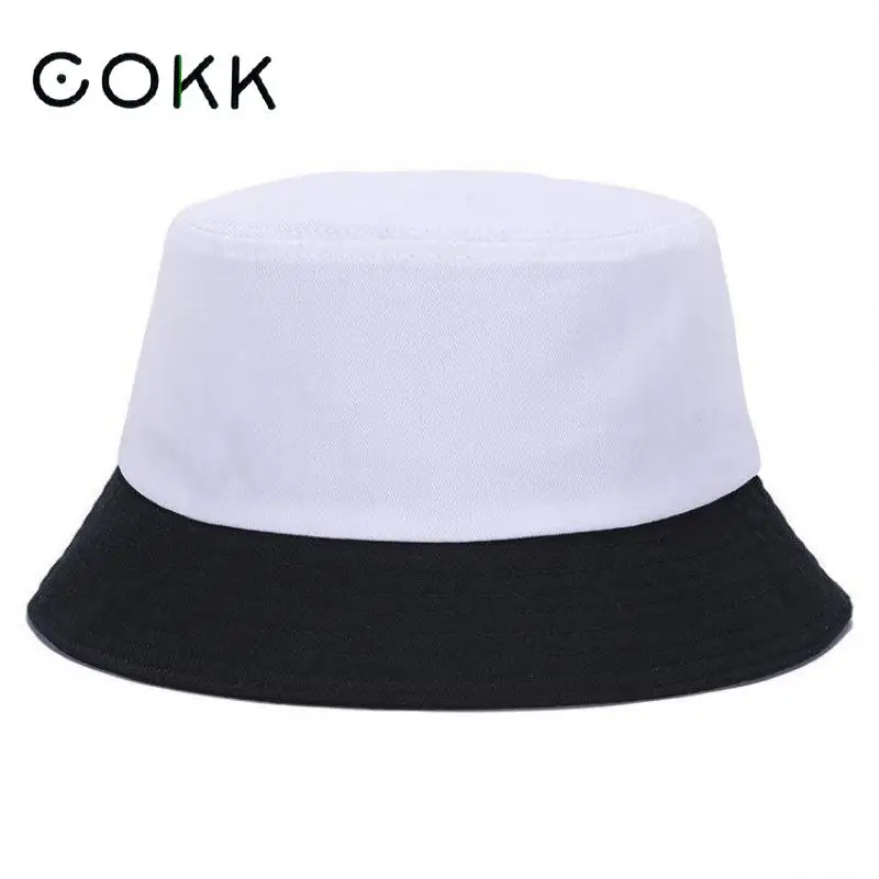 

COKK Bucket Hat Women Men Summer Spring 100% Cotton Sunshade Sun Hat Outdoor Casual Fishing Hat Fisherman Cap Gorros Solid Kpop