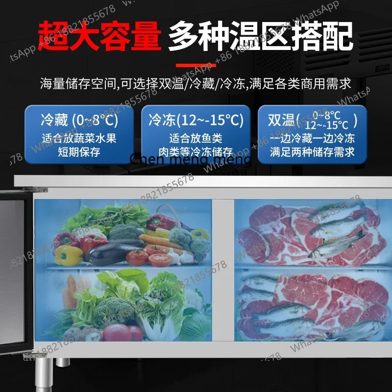 Meja kerja berpendingin Freezer Kulkas komersial Kulkas konsol Freezer segar Dapur