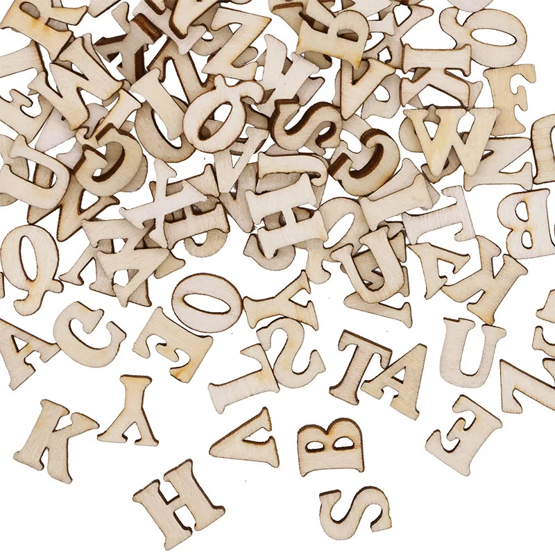 100Pcs Random Mixed Wooden Letters Alphabet English Number Digtal DIY Scrapbooking Arts Crafts Wedding Embellishments Decoration