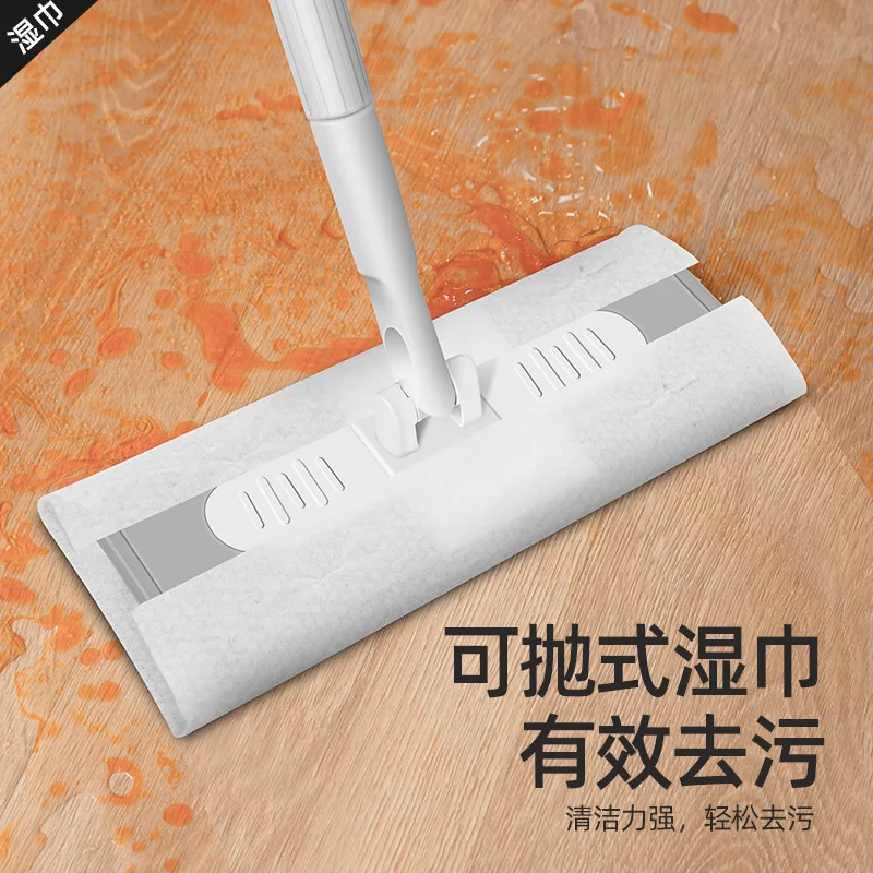 Dust Removal Paper Floor Mop Household Multifunctional Flat Mop No Hand Washing Rotating Dry Wet Dual Use Disposable Lazy Mop