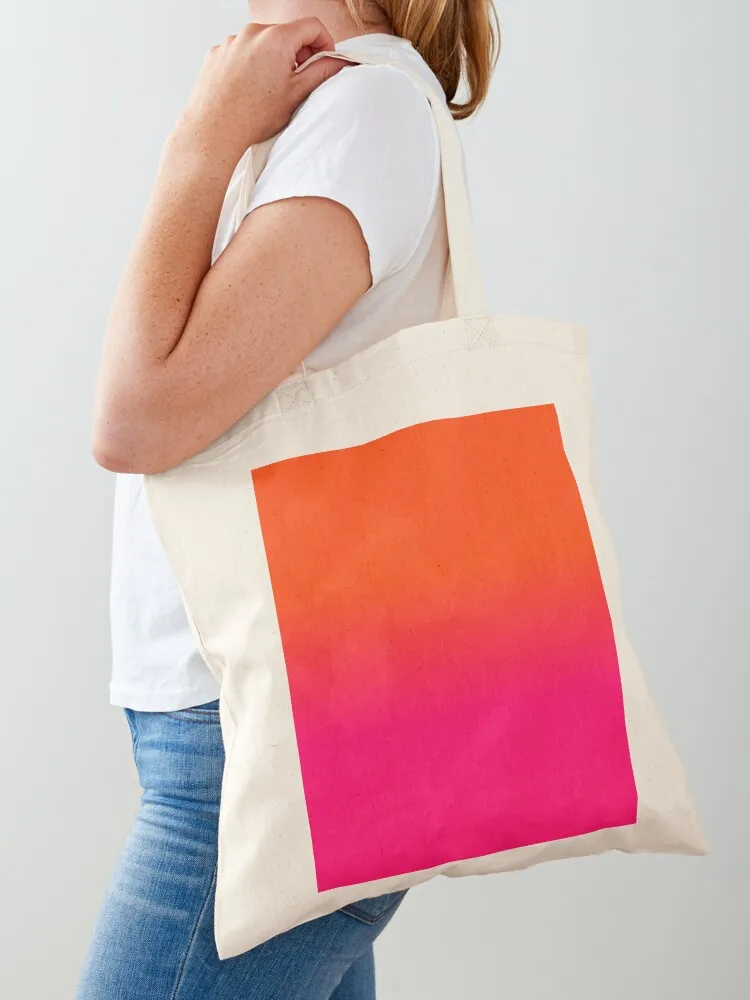 Neon Orange and Neon Pink Ombre Shade Color Fade Tote Bag tote bag university Canvas Portable shopping bag Canvas Tote