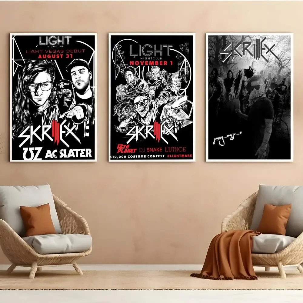 Singer S-Skrillex Poster Peel And Stick Matte Self Adhesive PVC Easy Apply Removable Waterproof Frameless Home Decor