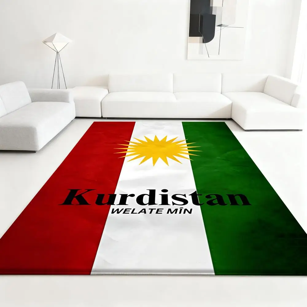 

Floor Mat Soft Thickened Absorbent Non-Slip Bedroom Living Room Door Mat Home Decor Flannel Rugs Kurdistan FLAG logo map