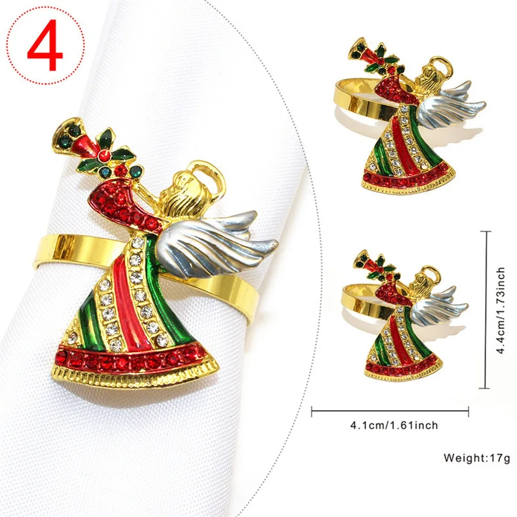 Festive Table Decor Napkin Ring Electroplated Rhinestone Napkin Ring Metal Christmas Decorative Napkin Ring Alloy For Standard
