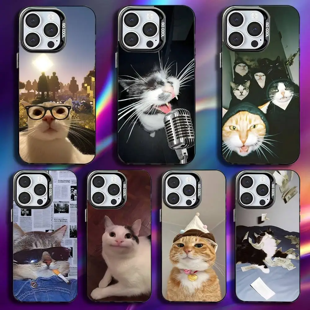 

Funny Cute Animal Cat Phone Case For iPhone 16,15,14,13,12,11,Pro,Max,Plus,Mini,XS,SE Anti Fall Black Matte Hard Bumper