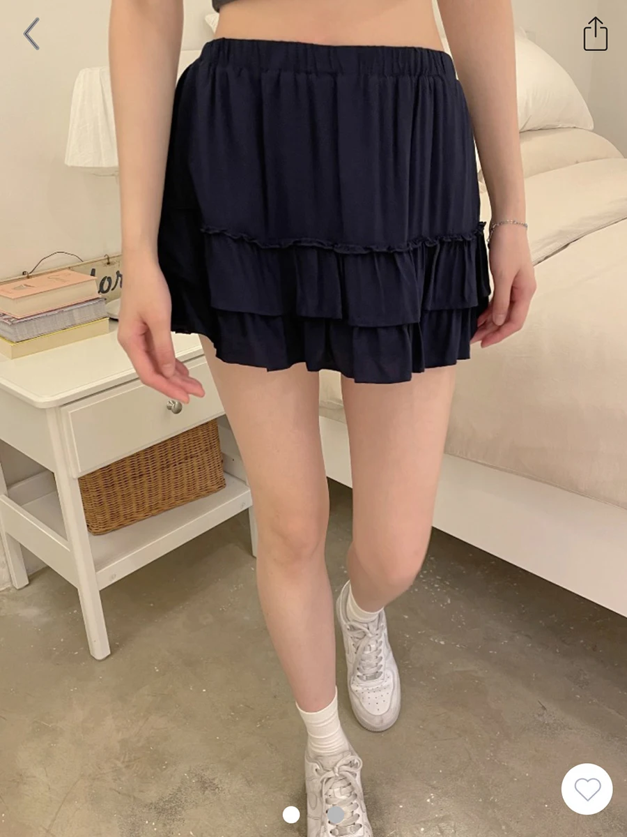 

Solid Color Fold Mini Skirt 2023 Summer Drawstring A-line High Waist Fold Short Faldas Sweet Cute Y2k Skirts Woman Clothes