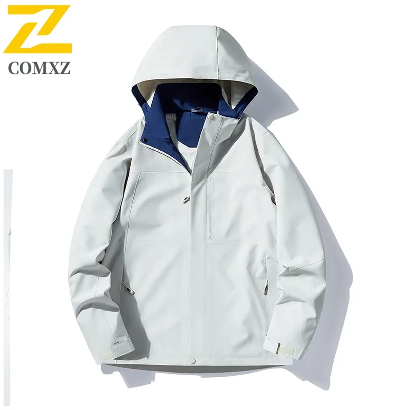 

COMXZ Men Jacket Gorpcore Hooded Outdoor Adventure Hiking Camping Climbing Hunting Trendy Windbreaker Coat Autumn Loose Coat