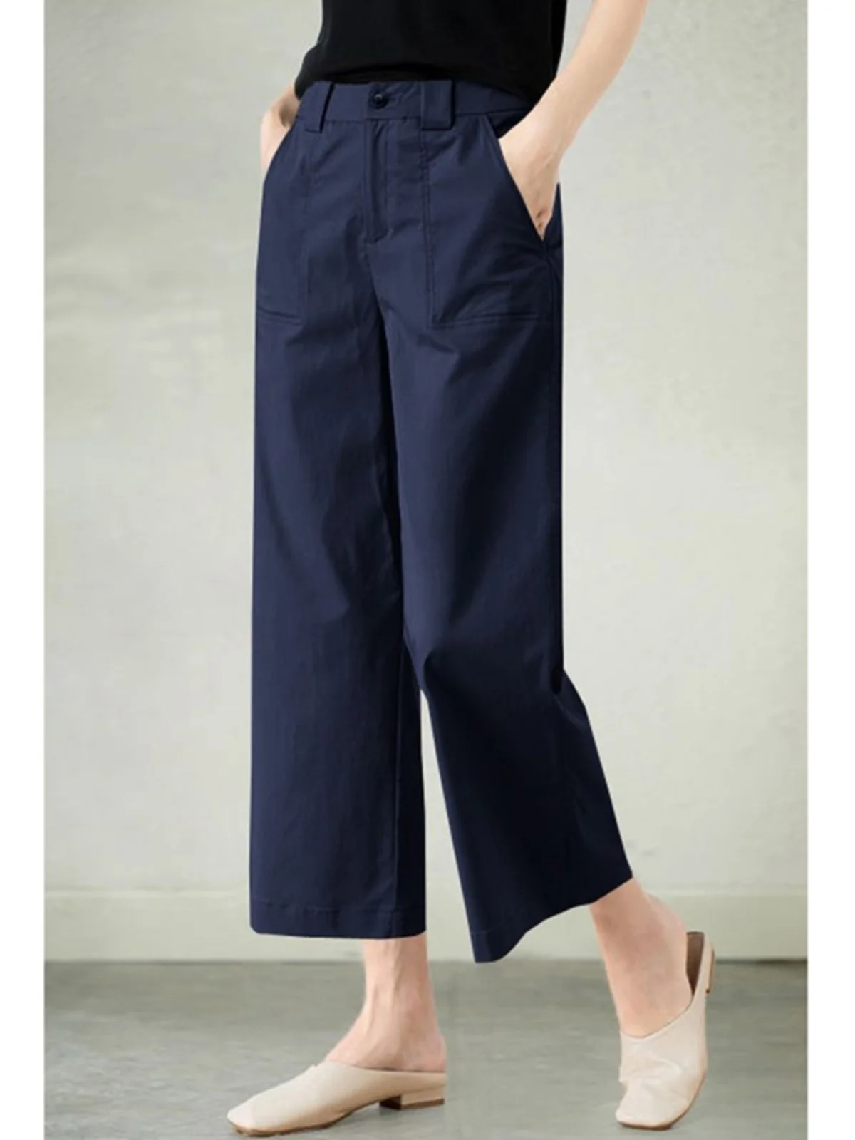 صيف جديد Faion ارتفاع الخصر مستقيم الساق دعوى السراويل النسائية تنوعا التخسيس عادية تسع نقاط بنطال ذو قصة أرجل واسعة #1