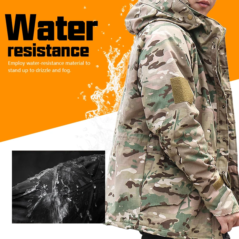 G8 Tactical Jacket Training Hiking Waterproof Thicken Fleece Warm Camouflage Parkas Winter Men Thermal Hooded Coat Tops