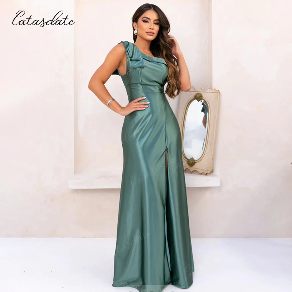 Catasdate Long Party Dress One Shoulder Evening Dress for Women Formal Dresses for Special Events High Slit vestidos de festa