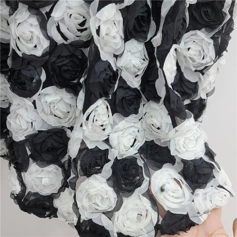 WTHT Trendy Fashion Women's Spliced Contrast Color 3D Flower A-line Long Skirts 2025 Autumn New High Waist Skirt Female 1LS2691