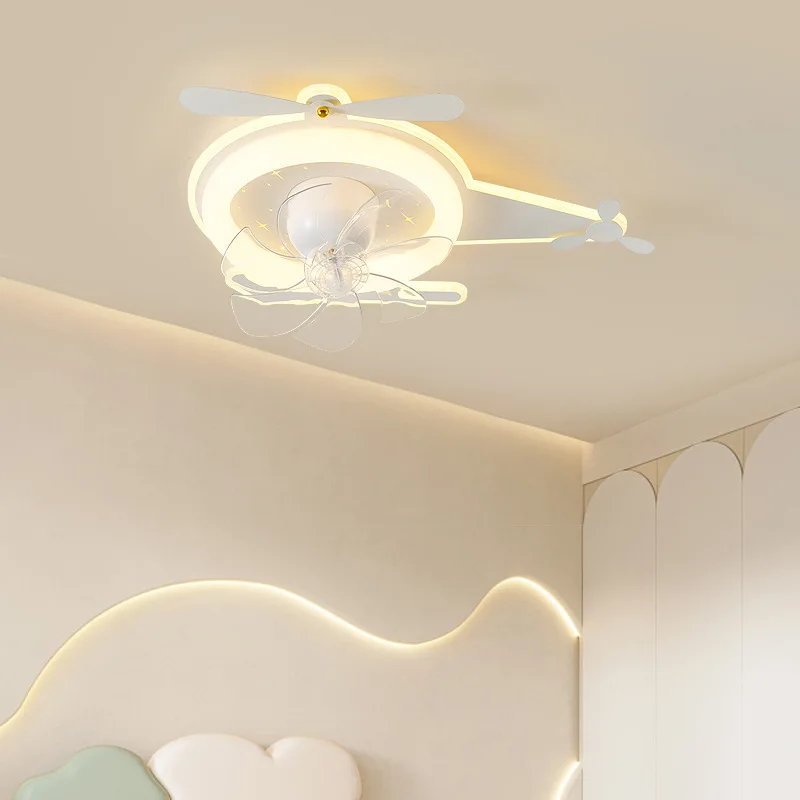 Kindergarten Airplane Ceiling Fan Lights Shaking Head Study Cafe Children's Bedroom Dining Room Household Decoration Luminaires