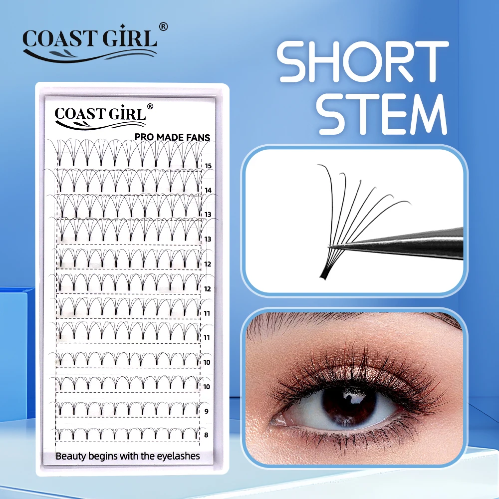 COAST GIRL Short Stem Premade Volume Fans 0.07/0.10 3D/4D/5D/6D Russian Eyelash Extension False Mink Eyelash Extension