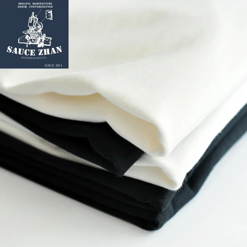 SauceZhan Tops & Tees T-shirt da uomo Manica corta Anti-Deformazione Anti-Restringimento Tessuto doppio tessuto Cotone Morbido O-Collo