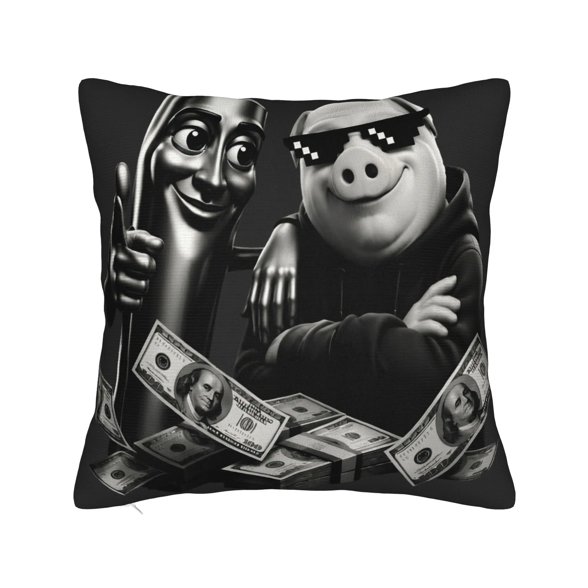 John Pork Tung Sahur Brainrot Meme Pillow Cover  Square Cushion Cover Morden Pillow Case For Office Car Home Decor