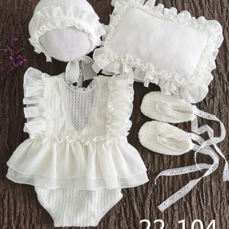 Newborn Full Moon Old Old Baby Newborn Photography Props Baby Hat Baby Girl Lace Romper Bodysuits Outfit Photography Clothing