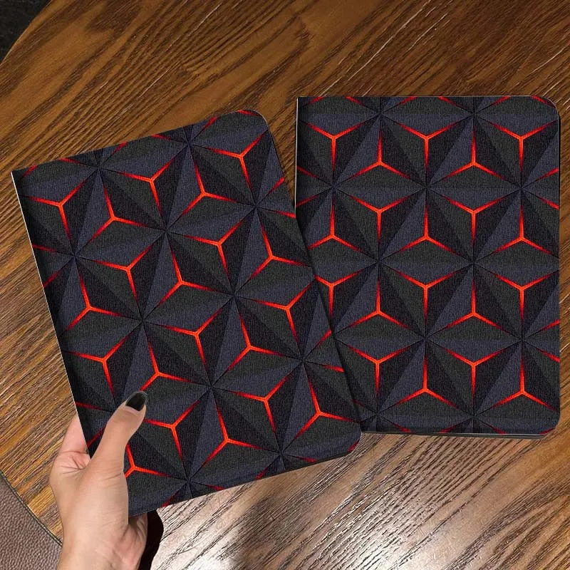Red Grid Background For iPad Pro Mini Air 1 2 3 4 5 6 7 10 11 th 8 9 gen 11 M4 M5 Foldable Tablet Case Cover