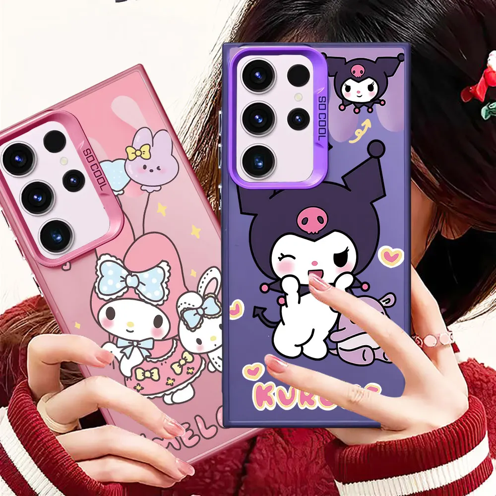 Capa macia à prova de choque para Samsung Galaxy, Melody bonito, Sanrio, Kuromi, S21, FE, S20, Nota 20, S20 FE, S24 Ultra, S23 Ultra, S22 Plus