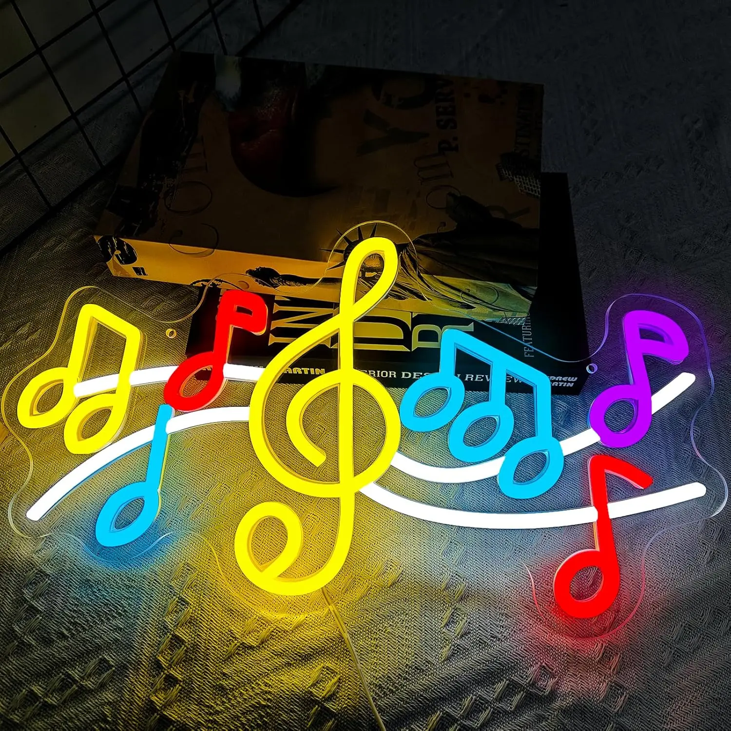 Music Note Neon Sign Dimmable Neon Lights for Music Bar Club Bedroom Man Cave Concert Party Decor Aesthetics Draw Birthday Gifts