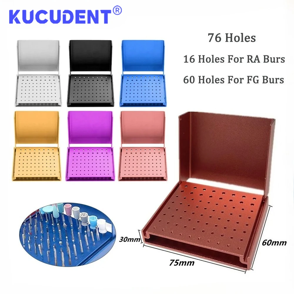 76 Holes Dental Burs Holder Organizer Box Autoclavable High Low Speed Handpiece Burs Case Disinfection Stand Tools