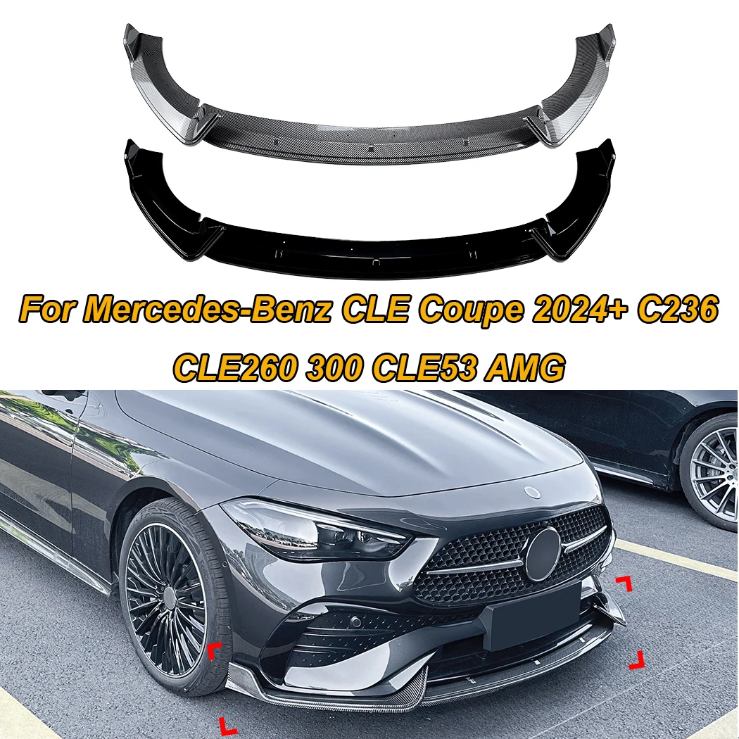 

Car Front Bumper Lip Splitter Diffuser Body Kit For Mercedes-Benz CLE Coupe 2024+ C236 CLE260 300 CLE53 AMG Auto Exterior Parts