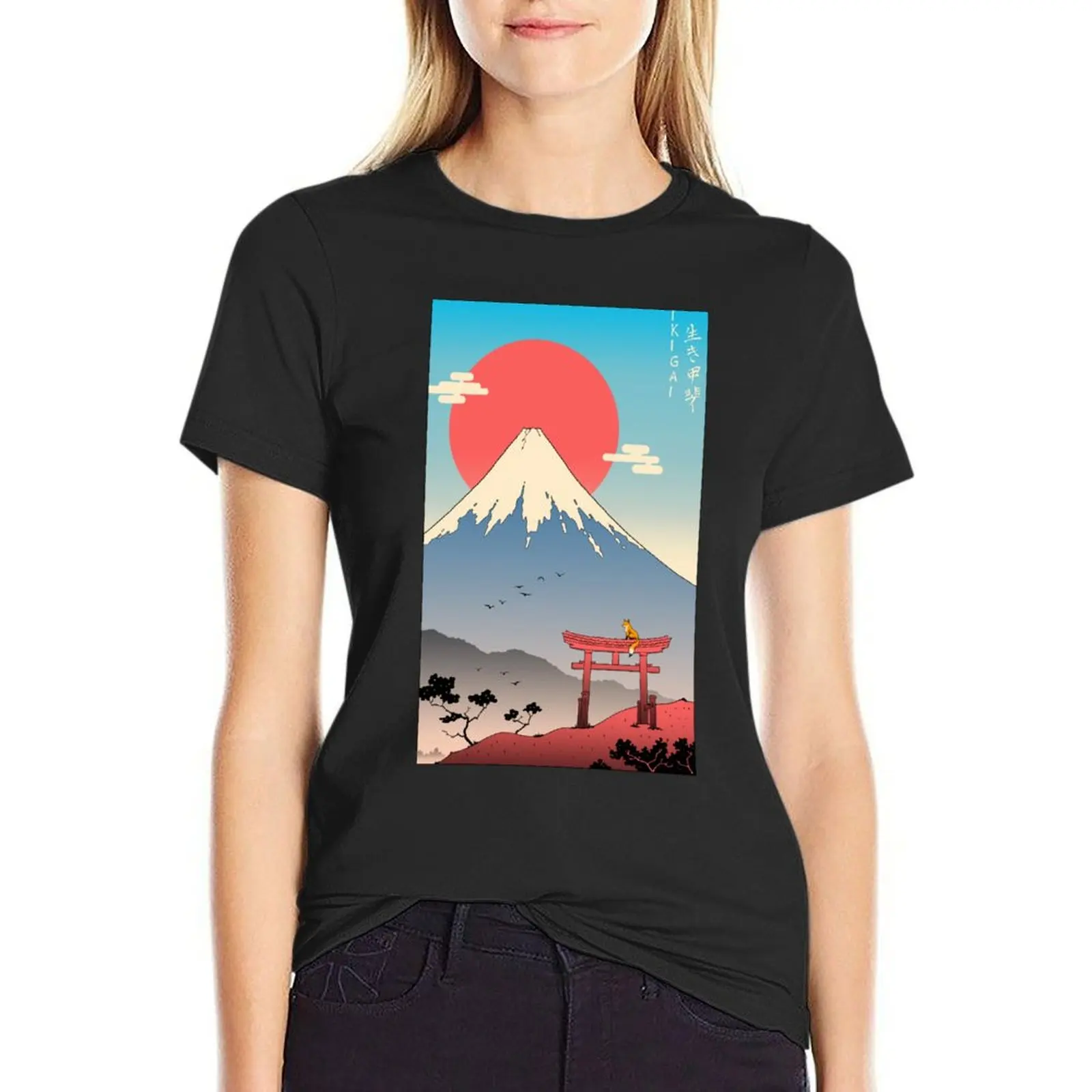 

Ikigai in Mt. Fuji T-Shirt tops lady clothes t shirt Women