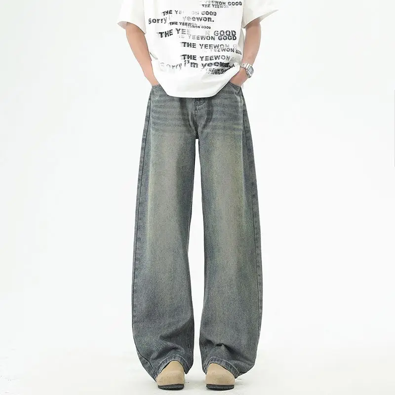 

Men's Jeans 2025 Spring And Autumn New Loose Curved Knife Trendy Brand American Retro Washed Casual Versatile Long Pants