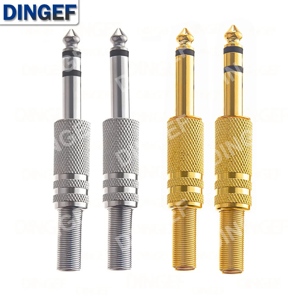 2PCS 6.35mm/6.5mm 2Pole Mono Amplifier Plug 6.35 Stereo Metal Microphone jack plug-in Audio Connector for KTV