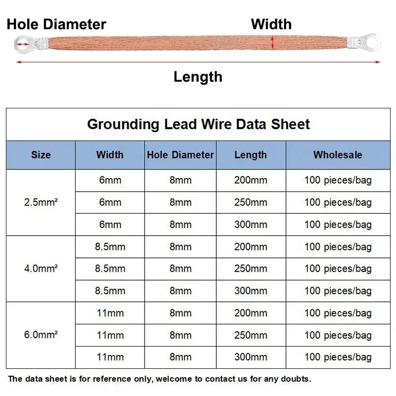5-100 Pcs Bridge Connection Ground Wire 2.5 4 6mm² Copper Clad Aluminum Span Cable Ground Lead For PV Solar Distribution Box