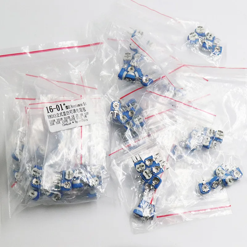 130pcs ตัด Potentiometer RM-063 แนวตั้งปรับ 100ohm-1Mohm RM063 ตัวต้านทานตัวแปรชุดสารพัน 13 ประเภท * 10pcs = 130pcs